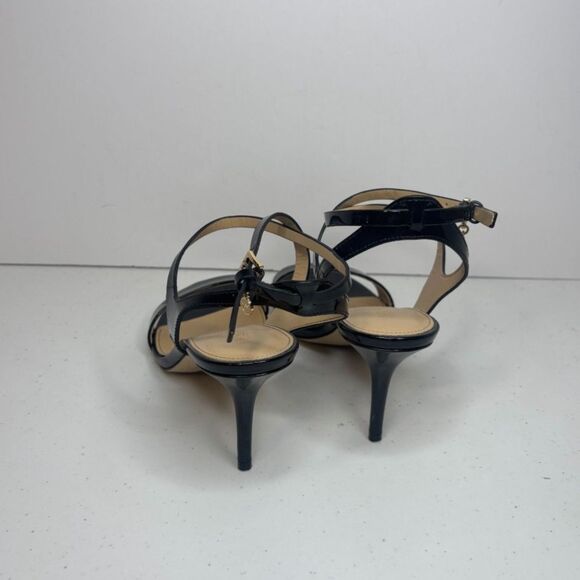 Michael Kors Simone Leather Mid Sandal Heel Ankle Strap Adjustable Designer - Picture 7 of 8